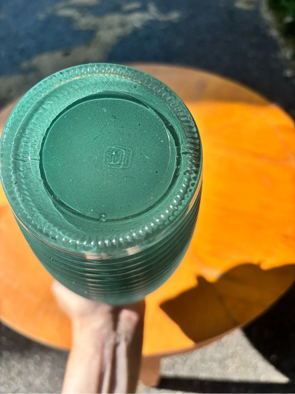VINTAGE GREEN BEEHIVE ART-DECO INSPIRED VASE.
